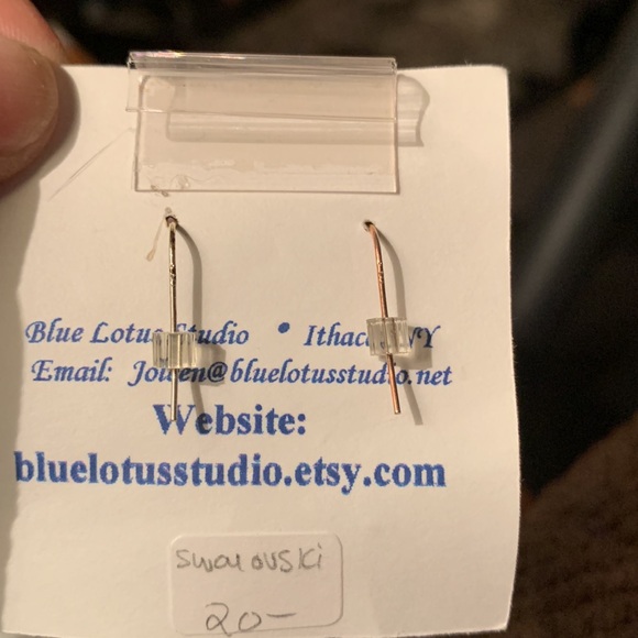 Blue Lotus Swarovski Christmas tree earrings - Picture 2 of 2